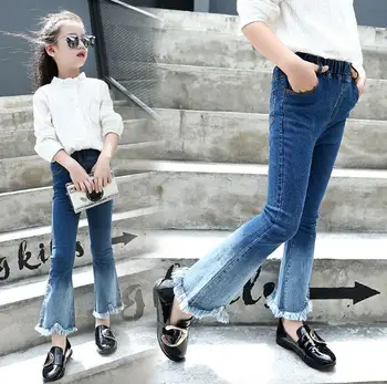 Moda Za Dekleta Jeans 2020 Najstnik Dekleta Traper Hlače Stretch Otroci Bombaž Priložnostne Otroci Dekliška Flare Hlače 6 8 10 12 14 Let