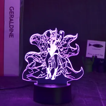 3D Noč LightsThe Igra Lol Devet-Repo Fox Ahri Led Lučka za Osvetlitev Barvna Notranja Spreminjanje otroška Postelja ob Postelji Luči