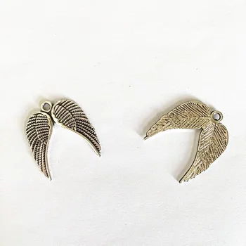 25 kos Antique Silver Plated Angel Krila Čare Obeski, Nakit, Izdelava Zapestnica Oprema Diy Nakit Iskanje