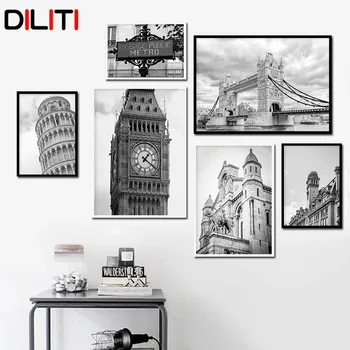 London Mesto Platno Natisne London Bridge Plakatov in Fotografij Črno-Belo Poševni Stolp v Pisi Wall Art Slike Dekoracijo