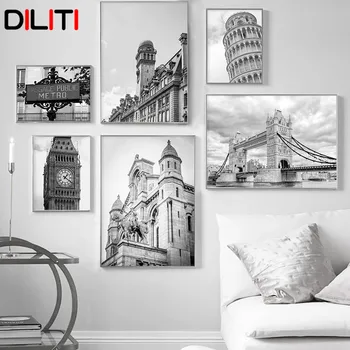 London Mesto Platno Natisne London Bridge Plakatov in Fotografij Črno-Belo Poševni Stolp v Pisi Wall Art Slike Dekoracijo