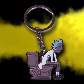 Osamljenosti Žalostno Rick Wc Keyring Smešno Odraslih z Risano Animacijo modre lase starec Slavni Prestol Trenutek Ključnih Verige keychains
