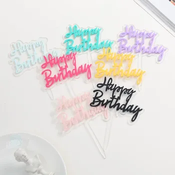 Novo Candy Barve Happy Birthday Cake Pokrivalo Dvojno Plast DIY Torto Pokrivalo za Otroka, Rojstni dan Torta Okraski Baby Tuš