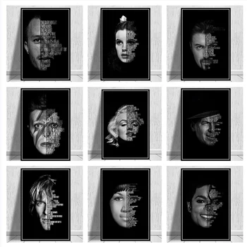 Črno in Belo Platno Slikarstvo Prince Michael Jackson Elvis Navdihujočih Citatov Fotografij in Plakatov Stenske Slike za Dom Dekor