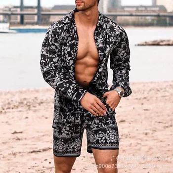 Moda za Moške Določa Poletje 2021 River Natisniti Majice z Dolgimi Rokavi Kratke Hlače Priložnostne Mladi Slim Moške Plaža Obleko Trend Mens Oblačila 152171