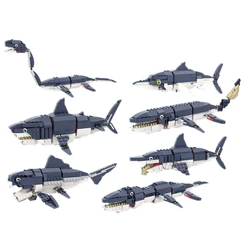 482PCS MOC Shark Set Model gradniki Prazgodovinske Morskih Bitij Prestavi Morje Globoko Bitja Mesto Klasične Opeke Igrače Darilo 15292