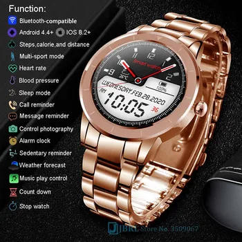 2021 Nove Pametne Gledajo Moški Moški Smartwatch Za Android IOS Fitnes Tracker Watch Nepremočljiva Pametna Ura Zlata Jekla Pametno Uro