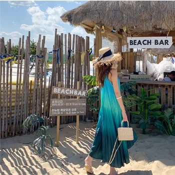 Ženske Maxi Naguban Povodcem Obleko Poletje 2021 Vzletno-Pristajalne Steze Elegantno Letnik Pravljice Priložnostne Tropskega Morja Plaža Počitnice Stranka Vestidos Nova