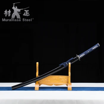 Pravi Japonski Katana 1060 Visoko Ogljikovega Jekla Rezilo Oster Pripravljeni Ročno Samuraji Meč-Črni Les Tulec-Nov Prihod-Bambusa Tsuba