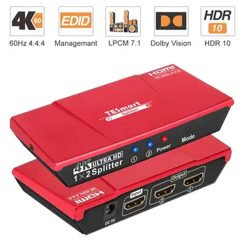 TESmart Produkti z združljivim kablom HDMI Splitter 1x2 s Power Adapter, HDTV HDMI DVD, PS3, Xbox Red Podporo HDMI 4K@60Hz 153