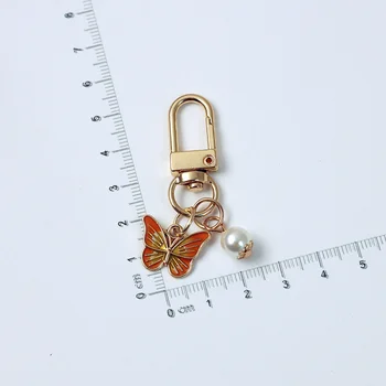 Retro metulj pearl Keychain Airpods Obesek Bluetooth Slušalke Pribor Keyring Macrame Zlitine Vrečko Sponke Čar Jewellry 154015