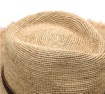 202104-gaoda-panama poletje ročno fino rafija travo pasu plaži lady fedoras skp moški ženske panama jazz klobuk 15446