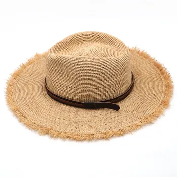 202104-gaoda-panama poletje ročno fino rafija travo pasu plaži lady fedoras skp moški ženske panama jazz klobuk