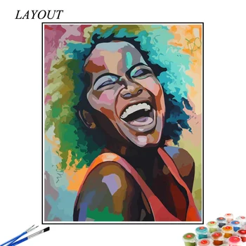 HUACAN Barvo S Številko Afriška Ženska Akril Wall Art Olje, Barvanje Z Številkami Strani Naslikal Portret Kompleti za Dekoracijo Doma