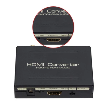 1080P HDMI-združljiv Zvočni Splitter HDMI na HDMI Audio SPDIF R / L Zvočni Signal Pretvornika za Domači Kino