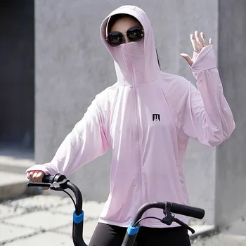 Ice svilena oblačila za zaščito pred soncem ženske poletni kolesarski windbreaker anti-vrečo oblačil kapuco za zaščito pred soncem oblačila nepremočljiva jakna