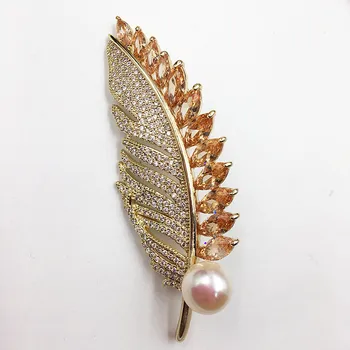 Ustvarjalne Luksuzni Cirkon Veliko Perja Nosorogovo Broška Pin Elegantno Kristalno Pearl Broške za Ženske Zimski Plašč Corsage Nakit 155994