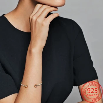 Novi modeli 925 Sterling Srebro, Zlato je Povečal blagovne Znamke Trenutek Kača Verige Odprite Bangle DIY Moda Osnovne Zapestnica Darila za Ženske