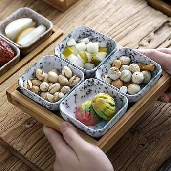 Ustvarjalne keramična mreža sadje ploščo prigrizek ploščo, ki služijo krožnik Japonski majhno posodo z pladenj Doma namizje suho sadje malica pladenj 156447