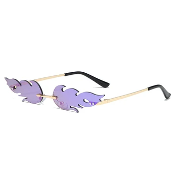 Rimless Val sončna Očala Požara, Plamen sončna Očala Ulične Vožnja Avtomobila Očala Trending Ozko Moda UV 400 Očala