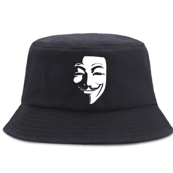V for Vendetta je Natisnjena Vedro Klobuk na Prostem Unisex Panama Slog Skp zaščito pred soncem Poletje, Sonce Kape Zložljive Hip Hop Ribič Klobuki