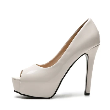 Platforma visoke pete, čevlji črpalke ženske čevlji Poročni čevlji ženska peep toe črpalke platformo stiletto petah talon femme velikost 43
