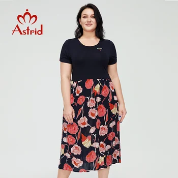 Astrid Žensk Poletje Obleko 2021 za Ženske cvjetnim Tiskanja Dolgo Bombaž Stranka Priložnostne Elegantno Vintage Obleko Plus velikost Z Dekoracijo