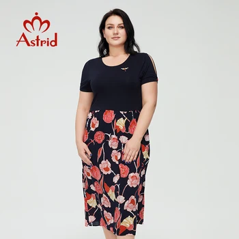 Astrid Žensk Poletje Obleko 2021 za Ženske cvjetnim Tiskanja Dolgo Bombaž Stranka Priložnostne Elegantno Vintage Obleko Plus velikost Z Dekoracijo