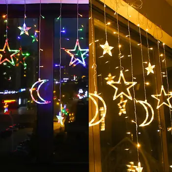 Božični okraski, Solar Powered LED Luči, Zavese z Zvezdami Lun možnost zatemnitve 8 Razsvetljavo Načini s Samosprožilcem Svjetlucati Niz Svetlobe 15740