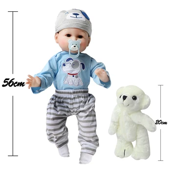 56 cm 22-palčni Prerojeni Baby Doll Mehko Silikonsko Krpo Telo Realistična Lutka Moda Novorojenčka Malčka, Otroške Igrače S Nosijo Otroci Darila