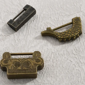 Vintage Bronasto Mini Starinsko Majhne Zaklepanje Kitajski Slog Starih Polje Ključavnico Retro Medenina Zaklepanje Staromodna Stari Zaklepanje Tipk 158205