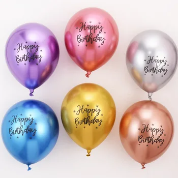 1 KOS 6 Barve, 12 Cm Tiskanja Happy Birthday Črke Stranka Aluminijasto Folijo Kovinski Lesk Okrasni Ovalni Baloni