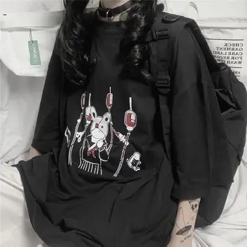 Gothic Punk Poletje Svoboden Letnik ženske tshirt Ulzzang zajec Ulica Harajuku risanka Tiskanja Kratek Rokav dropshipping oblačila