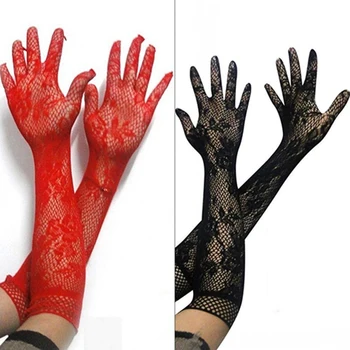 Seksi prosojne čipke elastične rokavice nevesta Dolgi rokav rokavice očesa bogoslužje rokavice seksi rokavice čipke