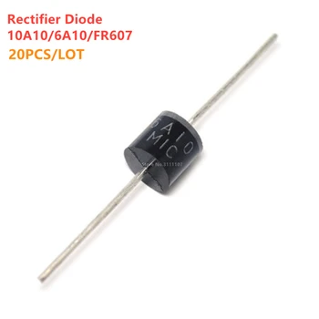 20PCS 10A10 6A10 FR607 R-6 DIP diode 10A 6A Hitro Okrevanje Diode Električne Osno Usmernik Diode 16107