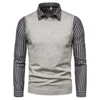 2020 jesen in zimo, novo zunanjo trgovino moški pulover river ponaredek dva kosa pulover moške dno majica