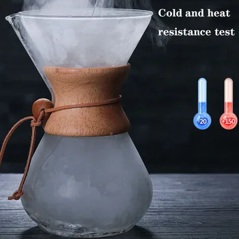 Visoko-Temperatura Stekla, Odpornega Anti-Oparine Leseni Ročaj, Aparat Za Kavo, Kava Lonec Iz Nerjavečega Jekla Filter V60 Aparat Za Kavo
