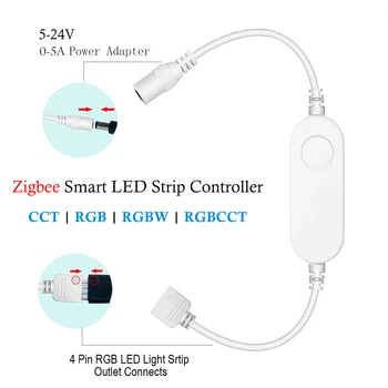 5 12V 24V RGB+SCT/RGBW/CW Zigbee MINI smart LED trak Krmilnik Glasovni nadzor s Echo plus smartThings ZIGBEE3. 0 Hub/e