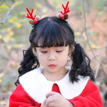 1 Par Korejski Božič Antler Lase Posnetek Žensk, Otrok Ostra Pribor Za Lase Srčkan Moda Antler Posnetek Dodatki Za Lase