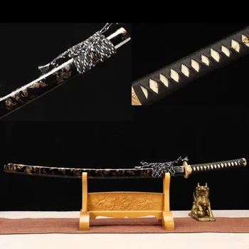 Katana Japonesa pravi 1095 meč črnega imitacije ray usnja ročno samuraji meč resnično ostre Japonski meč praktične rekviziti