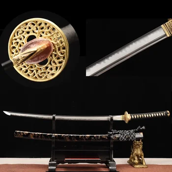 Katana Japonesa pravi 1095 meč črnega imitacije ray usnja ročno samuraji meč resnično ostre Japonski meč praktične rekviziti