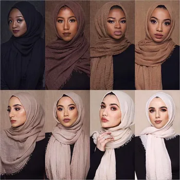 Veleprodajnih cen, 70*175cm muslimanskih žensk crinkle hidžab šal mehko bombažno headscarf islamske glavo obloge hidžab femme musulman
