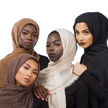 Veleprodajnih cen, 70*175cm muslimanskih žensk crinkle hidžab šal mehko bombažno headscarf islamske glavo obloge hidžab femme musulman