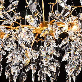 Nordijska Luxury Gold Crystal LED Lestenec Villa Velike Lustre LED Obesek luči za dnevno Sobo Hotel Dvorana Art Dekor Razsvetljavo 164907
