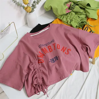 Ženska Tshirts Harajuku Vrhovi Vintage Moda Natisnjena Kratka Vrh Ženske Ženske Kratke Oplaščeni T-shirt Brezplačno