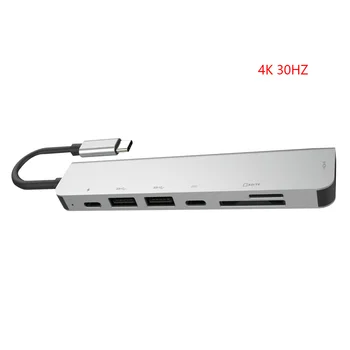 NA Zalogi 6 v 1 USB 3.0 za Visoke Hitrosti Vrata Tip-C Zvezdišče Usb-C do 4K 30HZ HD Laptop Rj45 Gigabit Ethernet Omrežja PD Hub Vroče 166114