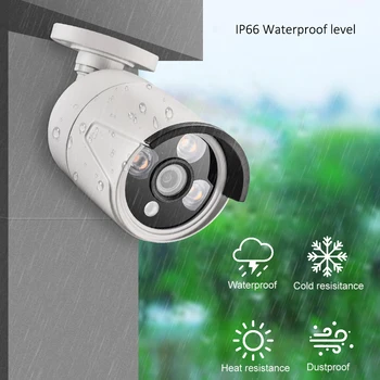 AZISHN H. 265+ 5MP 4MP 3MP 2MP POE IP Kamera na Prostem Video Zaznavanje Gibanja 3IR Array LED CCTV Varnost za POE NVR Sistem 16676