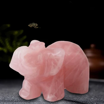 Roza Kristalno Slon Artware Dekoracijo Živali Žep Spomenikom Figur Ugoden Kristalno Jade Ornament Obrti