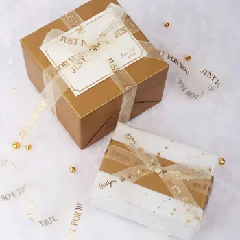 Vroče prodajo 2,5 cm 10yards Večno ljubezen Sneg preja Traku DIY darilo cake box pakiranje Trak, Poročno Cvetje kup gilded traku