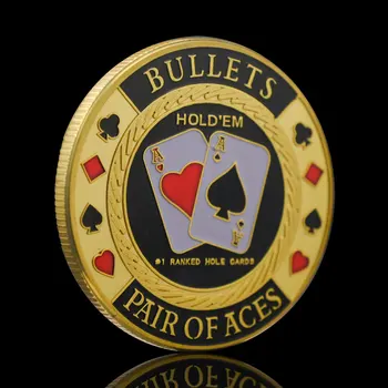 Pozlačeni Krogle Par Asov Hold ' Em Poker Card Guard Lasvegas Fichas Izziv Kovanec Premier Spominkov Zbirateljske Kovance